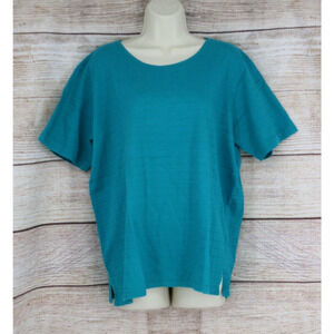 VINTAGE Laura Gayle Womens Size XL Ribbed Pullover Short Sleeve Shirt Turquoise